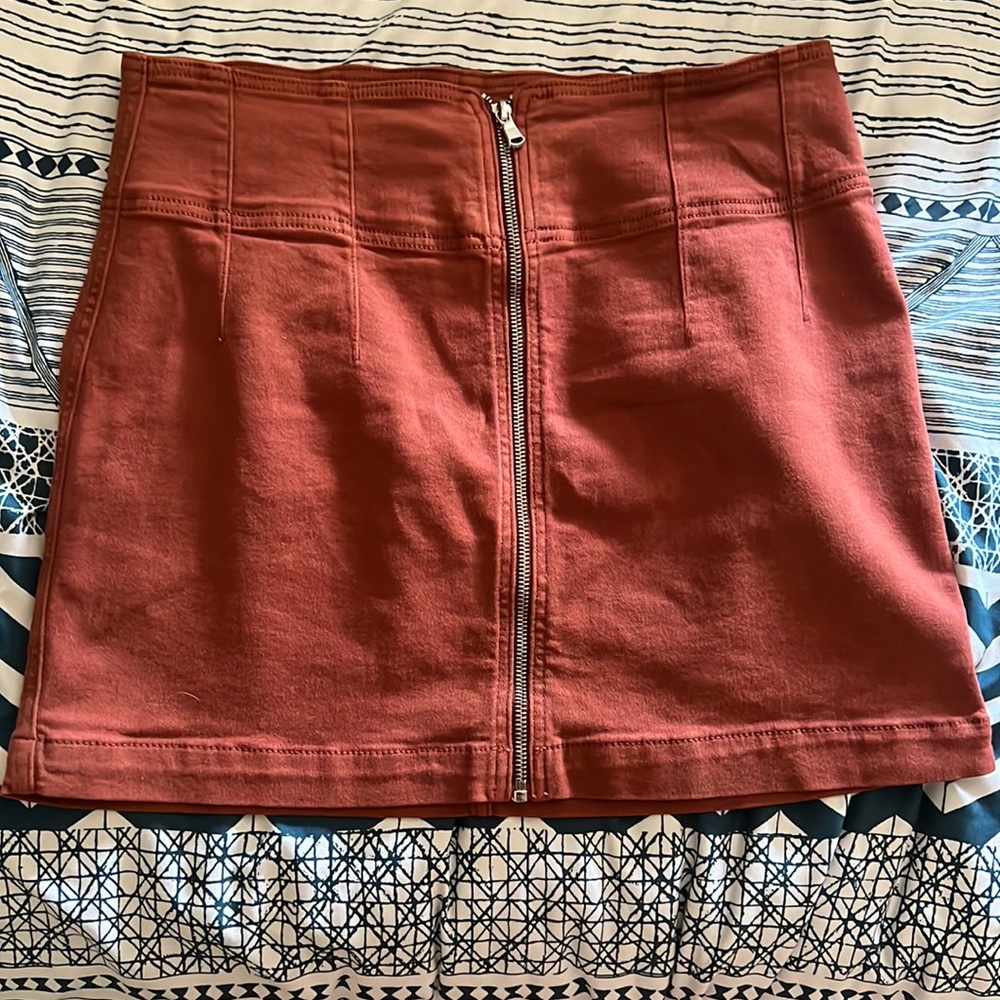 Free People Rust Zip-Up Skirt - size 31